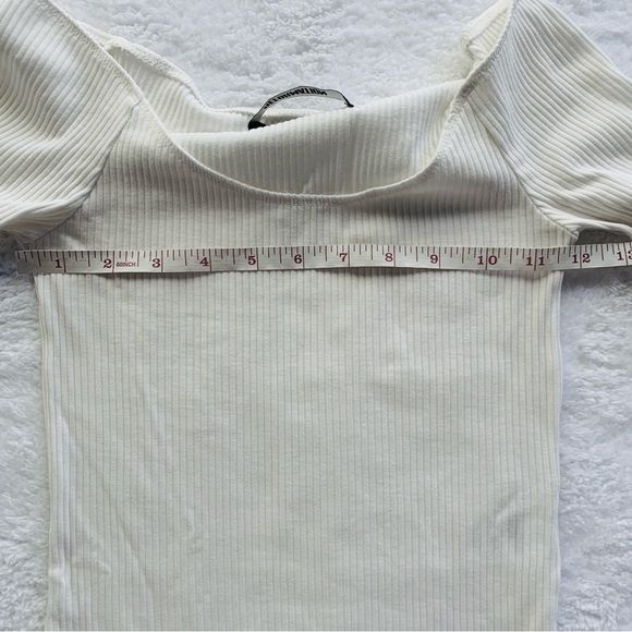Reformation Off White Bell Sleeve Ribbed Off the Shoulder Long Sleeve Top | XXS - Picture 4 of 6